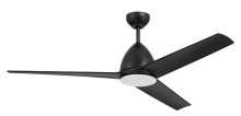 Craftmade NTO54FB3 - Nitro 54" 3-Blade Indoor/Outdoor (Wet) Ceiling Fan in Flat Black w/ Flat Black Blades; Light Kit